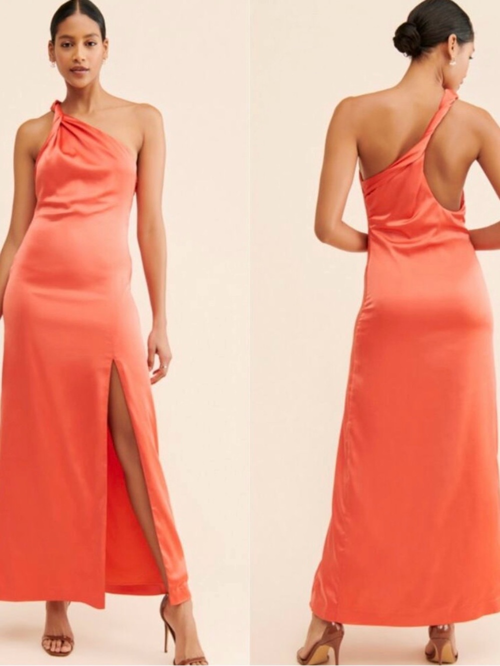 FREE PEOPLE Victoria Coral One Shoulder Maxi Dress Size 8